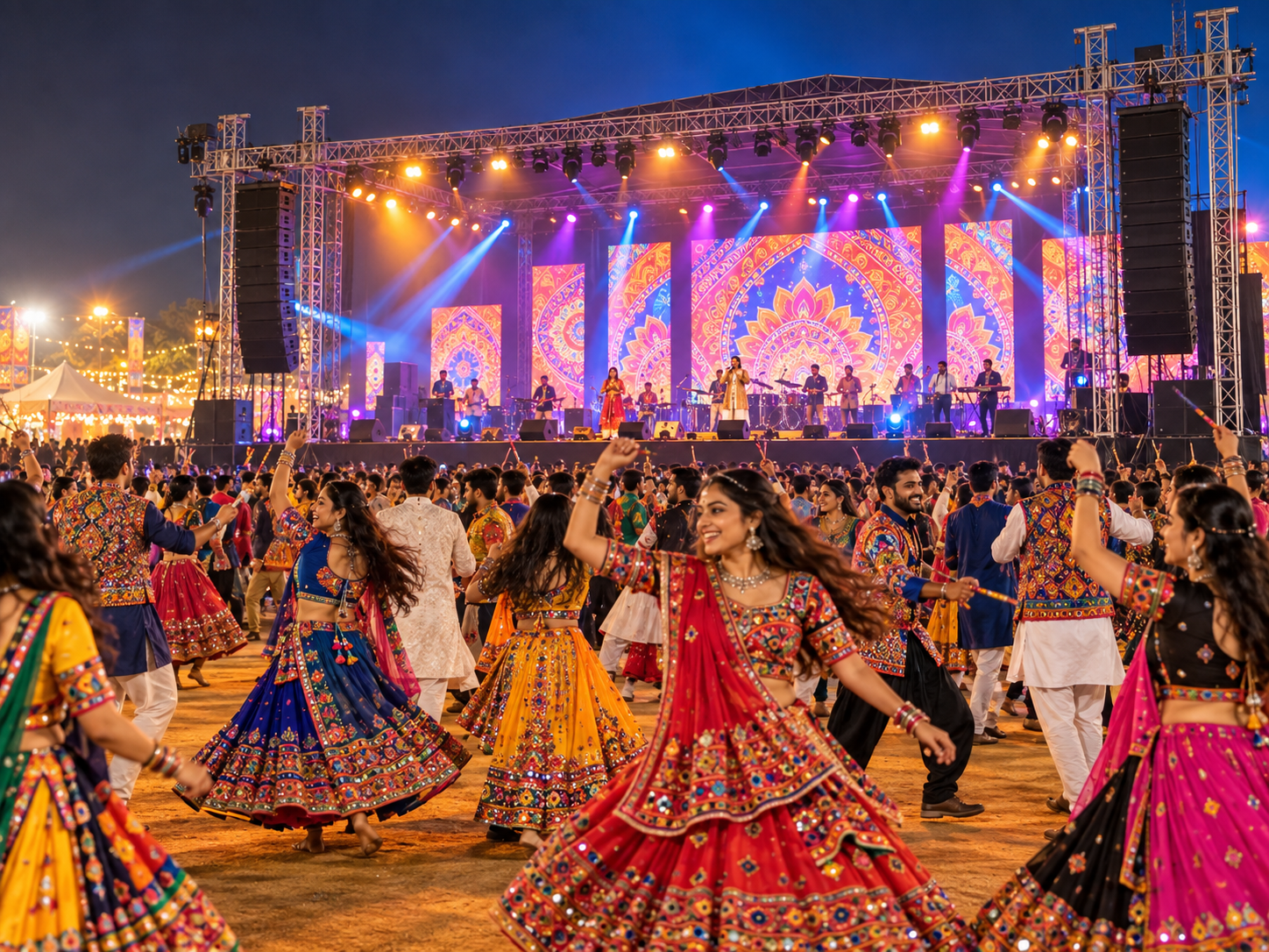 Gujarati garba event with professional stage, LED wall and sound system